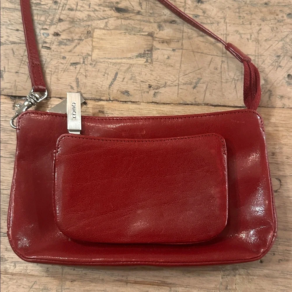 HOBO International Red Leather Crossbody Wallet Organizer Bag